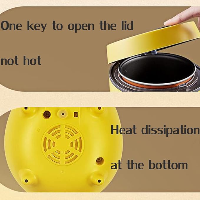 Mini Rice Cooker Steamer Portable Travel Steamer with Removable Nonstick Pot Keep Warmm for 1-2 People for Cooking Rice Stews Oatmeal etc
