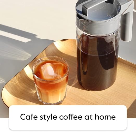 Takeya Tritan Cold Brew Coffee Maker - Airtight Pitcher with Leak-Free Lid - BPA-Free Cold Brew Maker with Silicone Handle - Dishwasher-Safe Pitcher for Homemade Cold Brew - 2 Quart Stone