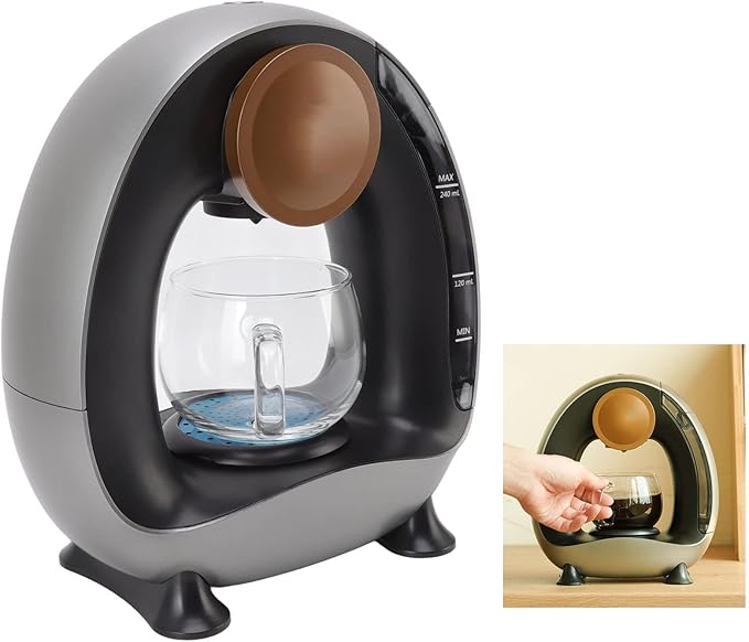 POCREATION Drip Coffee Maker Stainless Steel and Borosilicate Glass Quiet 240ml Water Tank Hand Washable Dishwasher Safe Suitable for Tea and Coffee Brewing Constant Temperature