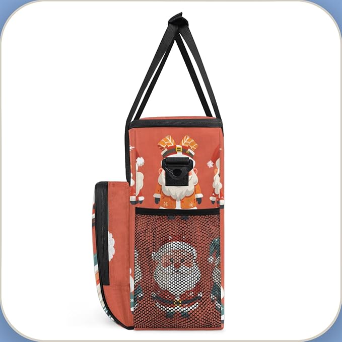 Xmas Santa Claus Coffee Maker Carrying Bag Abstract Santa Claus Travel Storage Bag Compatible with K-Mini or K-Mini Plus Single Serve Coffee Brewer Carrying Case with Pockets &amp Shoulder Strap