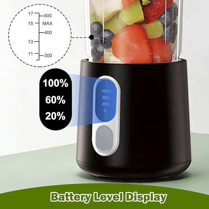 Portable Blender for Smoothies Personal Blender: 500ML Electric Juicer 300 Watt Small Blenders for Shakes and Smoothies Portable juicer for Baby Food Travel Beach Office Sports