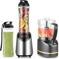 La Reveuse 300W Personal Size Blender (Silver) + La Reveuse 2-Cup Mini Food Chopper (Metallic Grey)