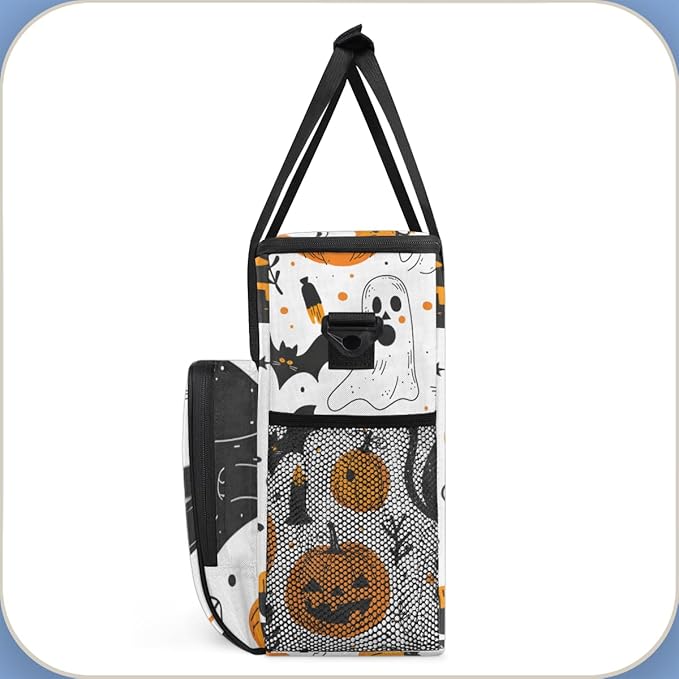 Cartoon Pumpkin Coffee Maker Carrying Bag Abstract Pumpkin Travel Storage Bag Compatible with K-Mini or K-Mini Plus Single Serve Coffee Brewer Carrying Case with Multiple Pockets &amp Shoulder Stra