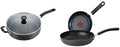 T-fal B36290 Specialty Nonstick 5 Qt. Jumbo Cooker Sauté Pan with Glass Lid Black AND Ultimate Hard Anodized 2-Piece Scratch Resistant Titanium Nonstick Thermo-Spot PFOA Free Cookware Set Gray