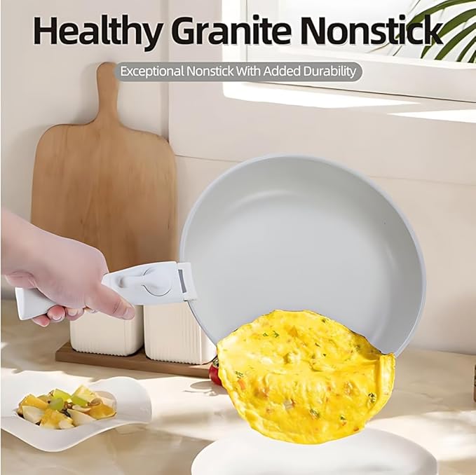 Cookware Set 15Piece Gourmetific Cookware Detachable Handle Set Nonstick Maifan Cookwares Sets Stackables Non-Stick Ceramic Coating PFOA FreeOven Safe