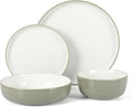 Sur La Table Kitchen Essentials 16 Piece Two-Tone Porcelain Chip and Scratch Resistant Dinnerware Plates and Bowls Set - Grey/White