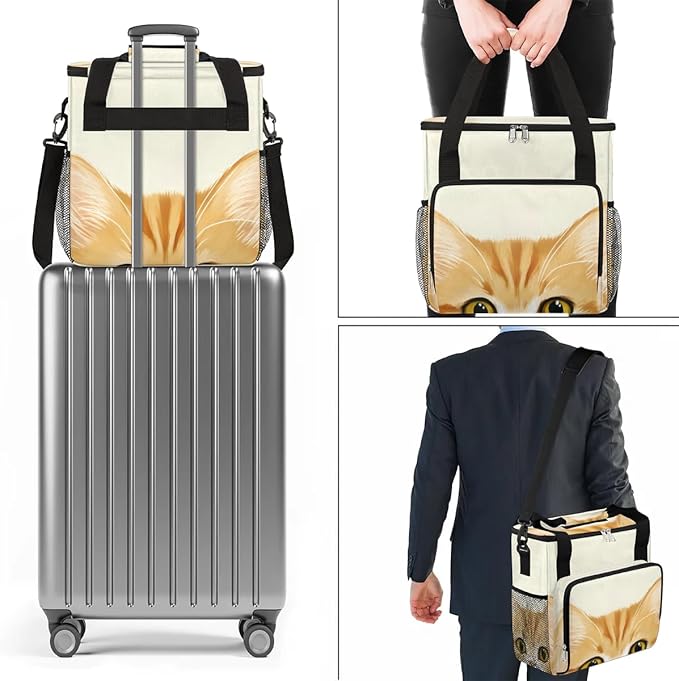 Coffee Maker Carrying Bag Interesting Cat Head Single Cup Coffee Maker Travel Bag Compatible with Keurig K-Mini or K-Mini Plus Portable Storage Bag with Shoulder StrapAZ-15
