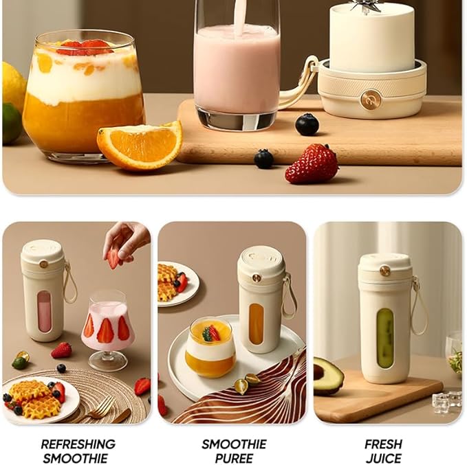 12.8 oz Personal Blender for Smoothies &amp Shakes USB Rechargeable Mini Blender with Travel Bottle Portable Mixer for Juice Protein Shakes – Ideal for Office Gym Travel (G0318)