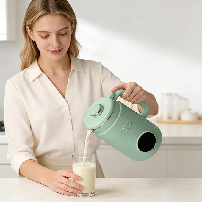Nut Milk Maker Machine 8 in 1 Plant Based Milk Maker Blender with 12 Hour Timer Keep-Warm Function Self Cleaning Automatic Soy Milk Maker for Almond Oat Coconut Juice Cream (Green)