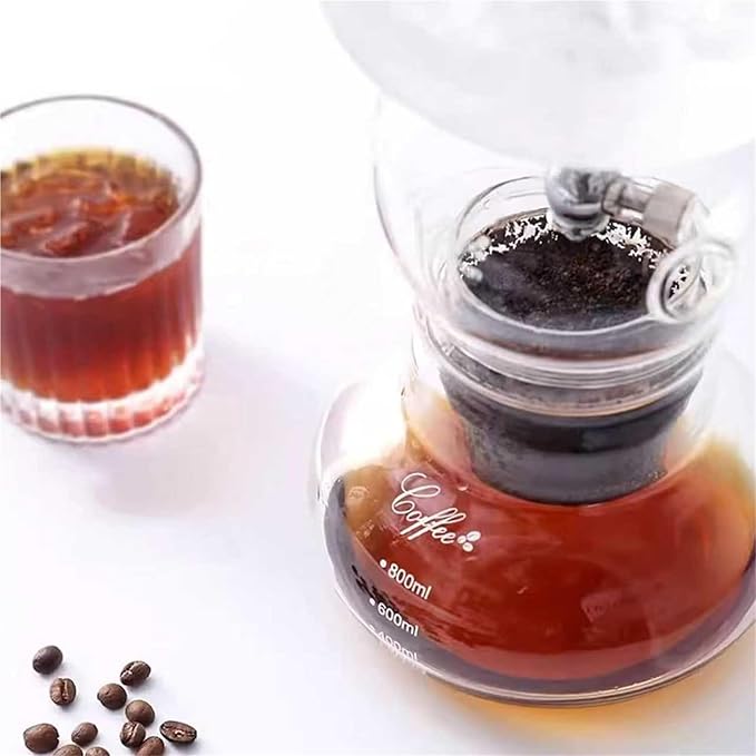 Drip Cold Brew Coffee Maker Iced Dripper Coffee Maker 800ML High Borosilicate Glass Pot With Stainless Steel Adjustable Dripper &amp Reusable Filter For Home Office