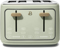 4 Slice Toaster with Touch Control Panel 1800W Fast Heating 7 Toast Shade Levels Extra Wide Slots for Bagels Removable Crumb Tray (Sage Green)