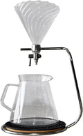 Pour Over Coffee Maker Set Pour Over Coffee Maker with Stand 600 Ml Glass Coffee &amp Tea Brewer with Stainless Steel Stand and Coaster for Home or Office Makes 2-4 Cups