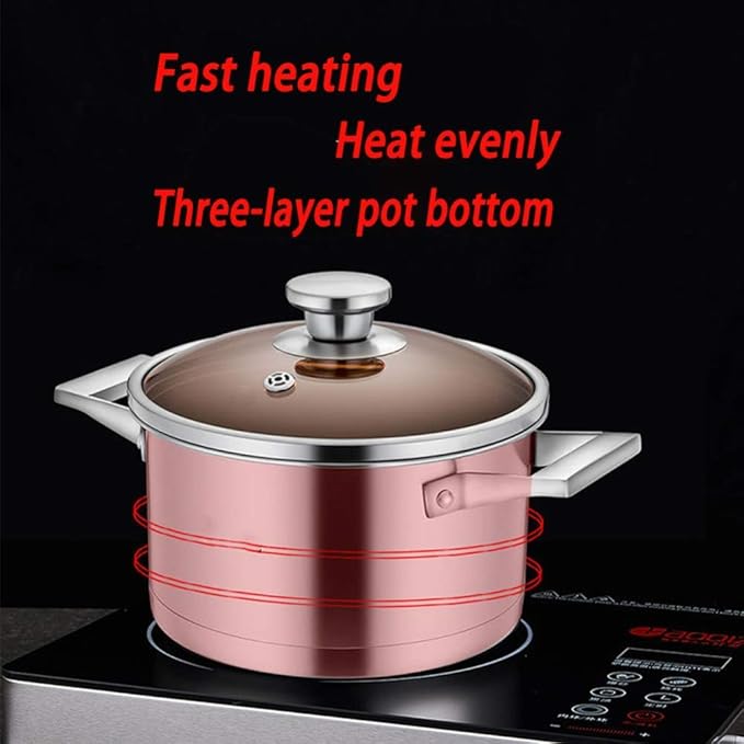 Frying Pan and Saupan Set with Lids Stay Cool HandlesStainless Steel Pan Set 3 PieSuitable for a Variety of stoves Including Induction cookers Cookware Set