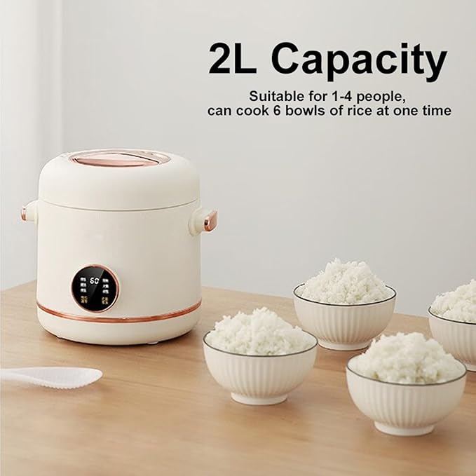 Multifunctional Rice Cooker 2L Capacity Electric Cooker Ceramic Glaze Non-Stick Inner Pot Electric Mini Hot Pot for Dormitory (Color : No stew Pot)