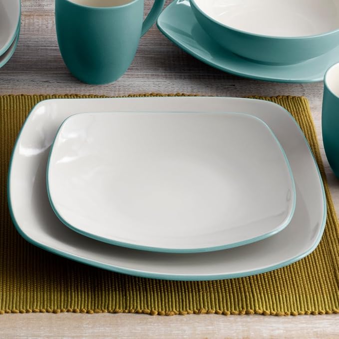 Noritake Colorwave Turquoise 16-Piece Square Dinnerware Set Service For 4
