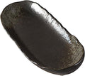 Ebros Gift Artistic Charcoal Grey Tone Hakumu Porcelain Collection Dinnerware Serveware Kitchenware Set Asian Japanese Restaurant Supply (Pack Of 3 Wavy Oblong Long Serving Platter 13.25 L)