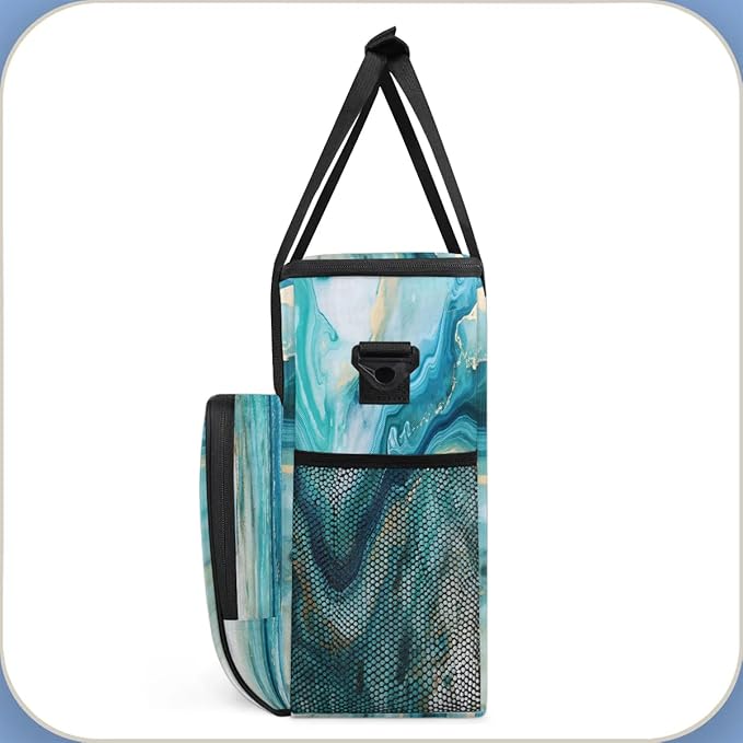 Blue Marble Texture Coffee Maker Carrying Bag for Keurig K-Mini or K-Mini Plus Storage Portable Coffee Maker Travel Bag