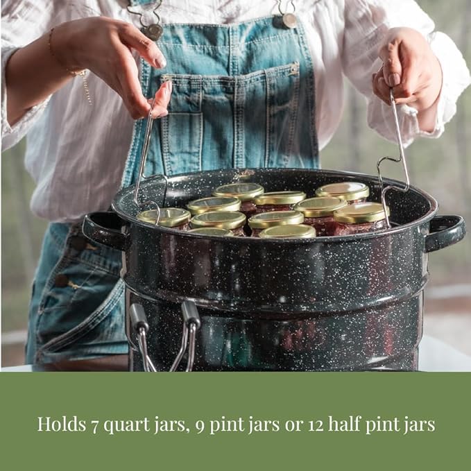 Granite Ware 8 Piece Enamelware Water bath canning Pot with Canning kit and Rack. Canning Supplies Starter Kit