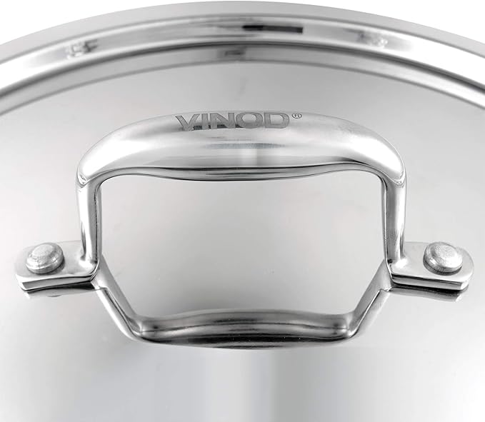 Vinod Platinum Triply Stainless Steel Cookware Combo Set of 2 | 1.5 Litre Kadai (20cm) 20 cm Frypan | Extra Deep Kadai with Lid for Cooking | Induction Cookware