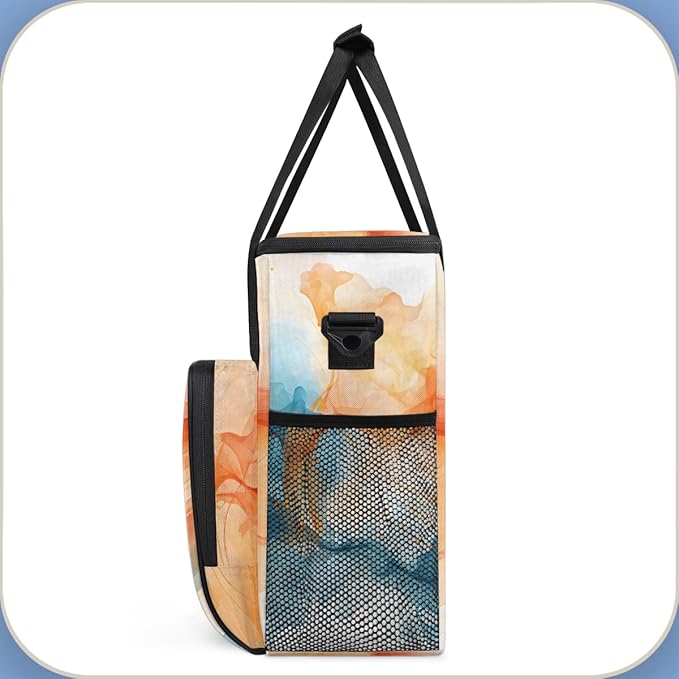 Tie Dyeing Coffee Maker Carrying Bag Orange Blue Travel Storage Bag Compatible with K-Mini or K-Mini Plus Single Serve Coffee Brewer Carrying Case with Multiple Pockets &amp Shoulder Strap