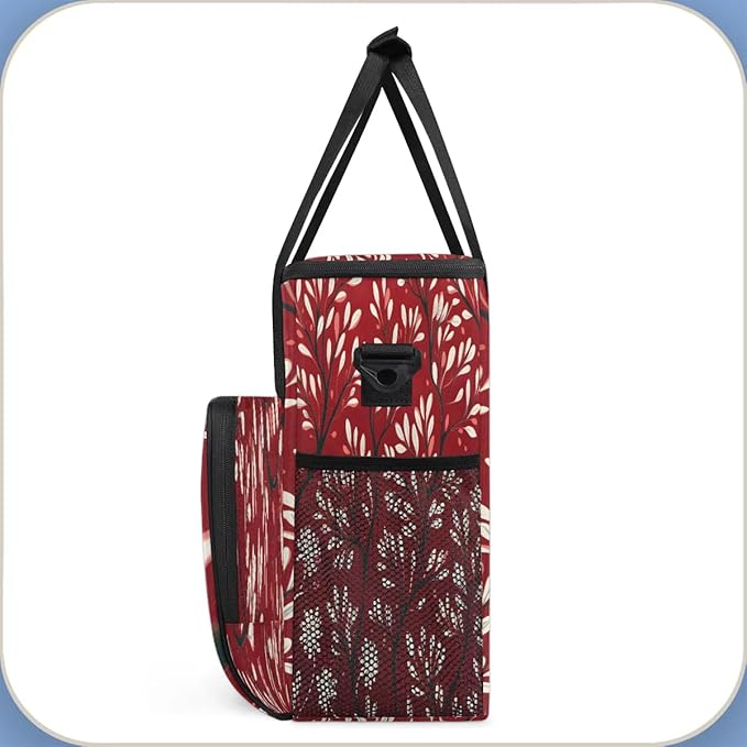 Leaves Printed Coffee Maker Carrying Bag Compatible with K-Mini or K-Mini Plus Portable Single Cup Coffee Maker Case with Pockets for K Cup Pods