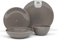 Larder &amp Vine Ceramic Stoneware Dinnerware 16-Piece Set 4 Place Settings (French Gray)
