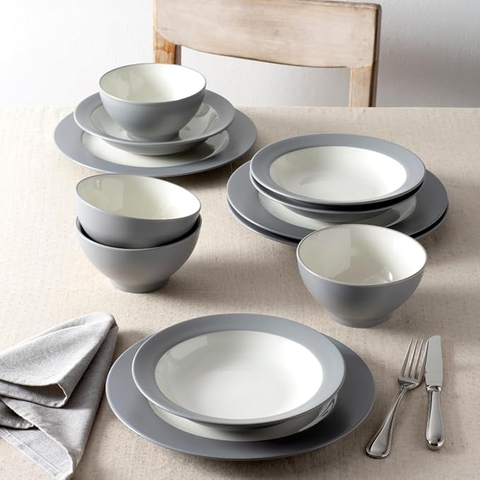 Noritake Colorwave Slate 12-Piece Rim Dinnerware Set Service for 4