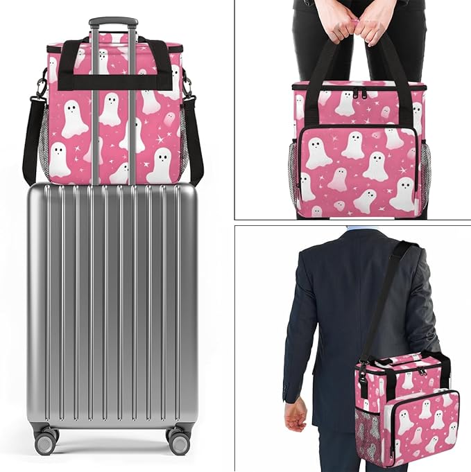 Halloween Ghosts Coffee Maker Carrying Bag Mystical Ghosts Travel Storage Bag Compatible with K-Mini or K-Mini Plus Single Serve Coffee Brewer Carrying Case with Multiple Pockets &amp Shoulder Stra