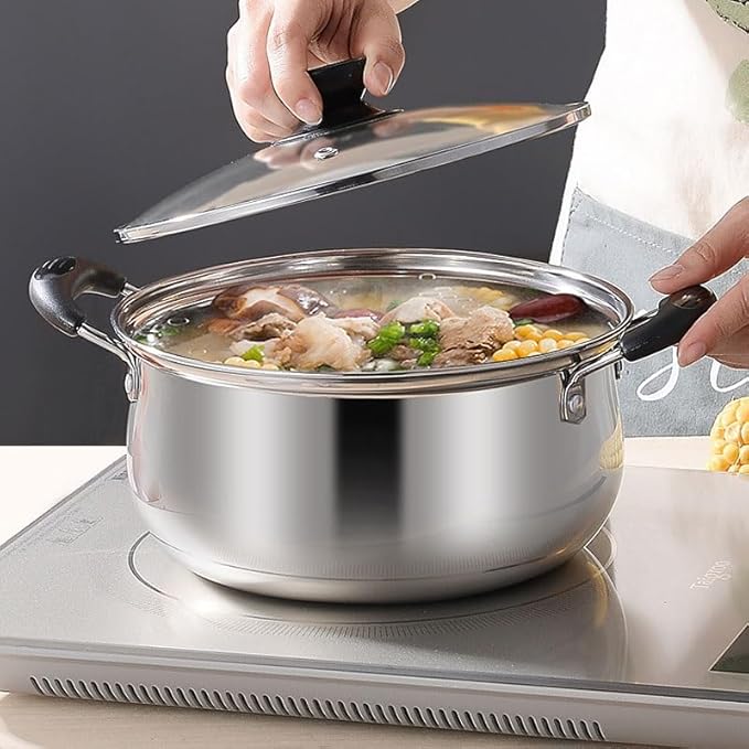 Stainless Steel Milk Pot Soup Wok Three Piece Cookware Set