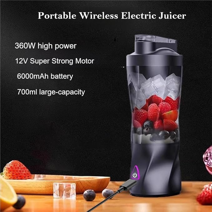Personal Blender360 Watt Portable Blender for SmoothiesMilkshakes and Baby food6000mAh USB RechargeableBPA Free 24 oz Portable Juicer with 6 Blades and LidSuitable for Outdoor SportsTravel