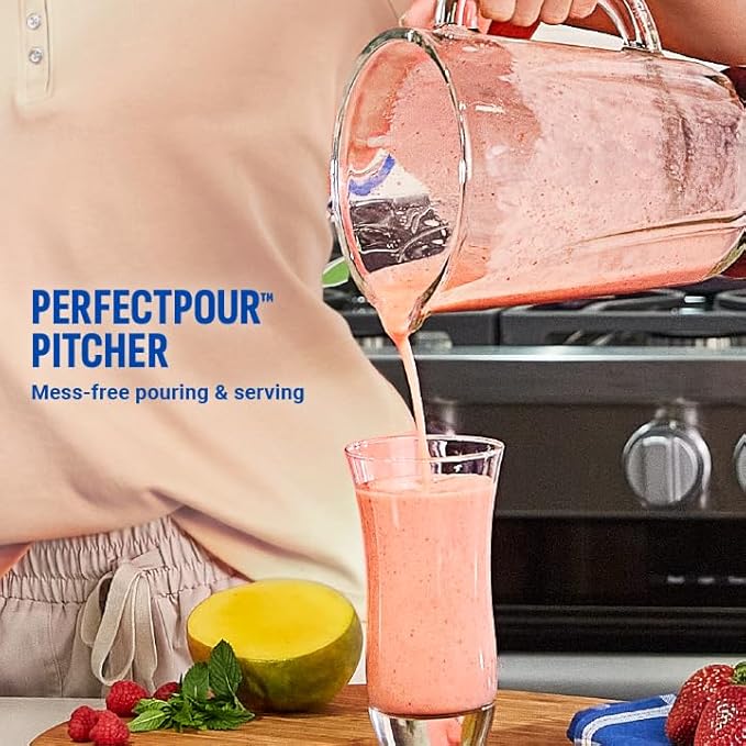 PowerXL Smart Pro Blender BL6018 Smart Sensing Technology for Smooth Blends Frappés Salsas 1800 Watts &amp 68 oz. Glass Pitcher