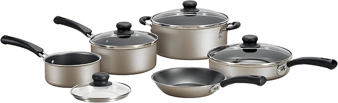 9-Piece Blue Nonstick Cookware Set – Affordable &amp Versatile for Home Kitchens (Champagne)