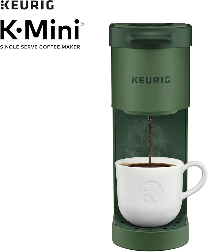 Keurig K-Mini Single Serve Coffee Maker with 6-12Oz Cup Sizes Quick Brewing and Removable Drip Tray (Evergreen Renewed)