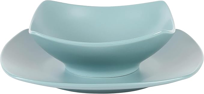 Gibson Home Zen Buffet Matte Porcelain Chip and Scratch Resistant Plates and Bowls Dinnerware Set - Blue Service for 4 (8pcs)
