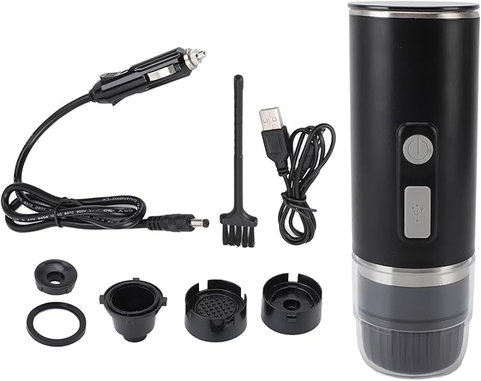 Portable Espresso Machine Electric Coffee Maker with Heating Function 15 Bar 5V Car Coffee Maker Compatible with Coffee Capsules Ground Coffee for Travel Camping Home