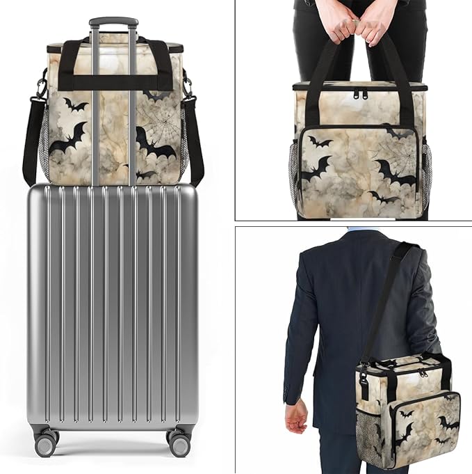 Gothic Bat Coffee Maker Carrying Bag Cute Bat Portable Travel Storage Tote Bag Compatible with K-Mini or K-Mini Plus Single Serve Coffee Brewer Carrying Case with Multiple Pockets &amp Shoulder Str