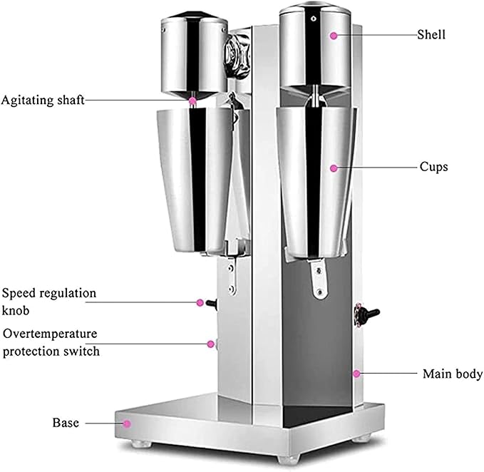 Milkshake MakerMilkshake Machine 2 Speed Adjustable Electric Milkshake Maker Stainless Steel Ice Cream Maker Blender for Home Business