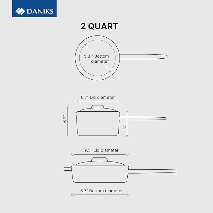 Daniks Oslo 10-Piece Stainless Steel Cookware Set with Glass Lids Includes Saucepan and Frying Pan with Lid Tri-Ply Bases for Even Heating Induction Compatible Dishwasher Safe Bakelite Handles