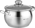 Daniks Classic 3 Quart Stainless Steel Stock Pot with Glass Lid Tri-Ply Bottom for Even Heating Induction Compatible Dishwasher Safe