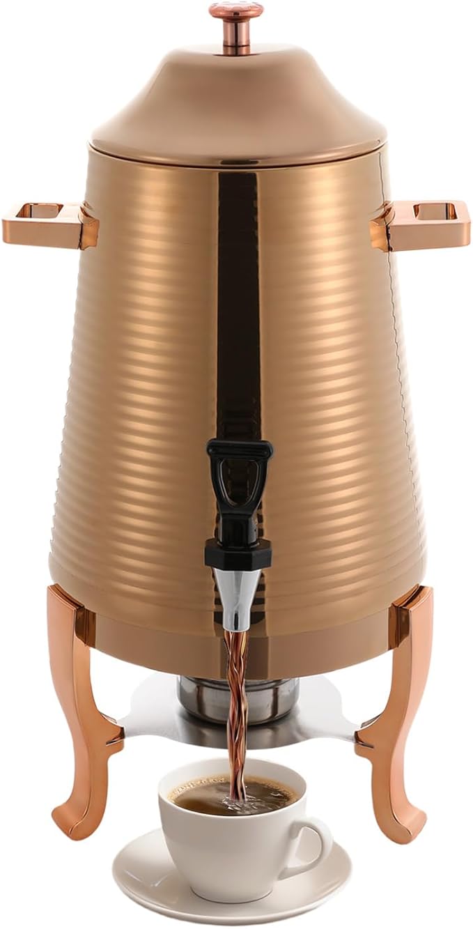 Coffee Urn With Fuel Holder 3.43 Gallon/13L Stainless Steel Beverage Dispensers for Coffee Tea Milk Juice Water Hot Drink Dispenser with Stand Chafer Urn with Spigot for Parties Catering