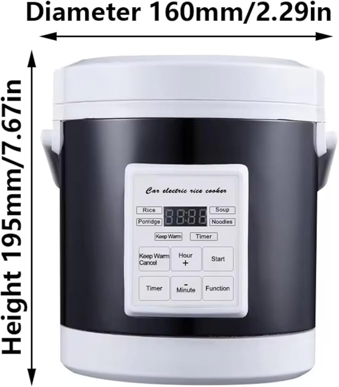 Mini 12V/24V Rice Cooker for Car Portable Car Rice Cooker for Home Travel to Make Rice Soup Porridge Cake