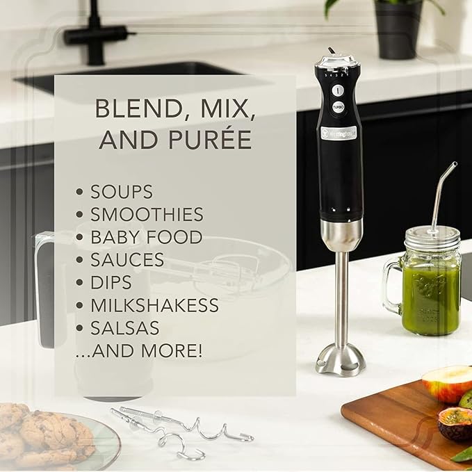 Westinghouse Hand Blender - 5-Speed Immersion Blender with Turbo Function Stainless Steel Blades &amp Rod 500W Power Detachable Easy Clean Design Best for Smoothies &amp Soups - Retro Appliance
