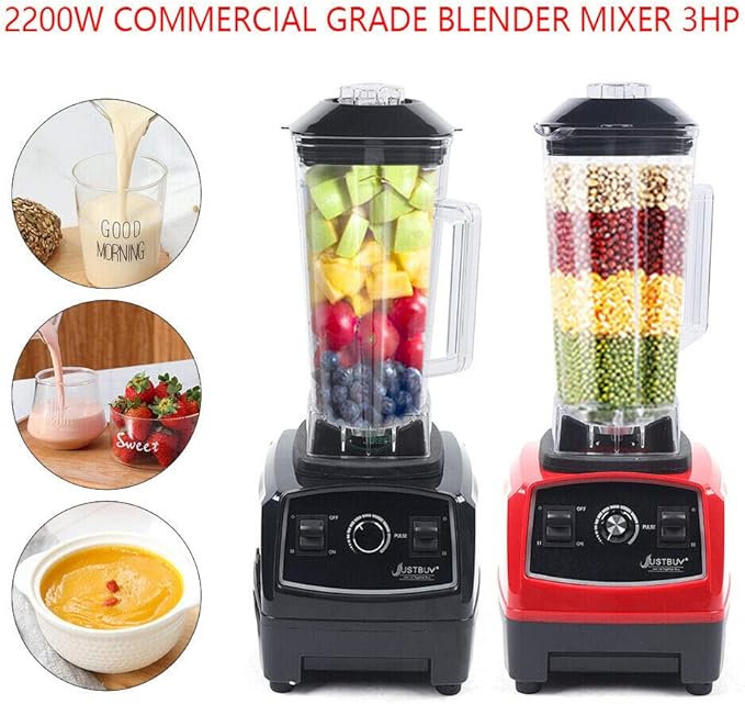Commercial Grade Blender Mixer 2200W Smoothie Shake Blender Portable Food Blenders Juice Maker Extractor Countertop Blender Fruit Food Mixer Soy milk Juicer Processor (Black)