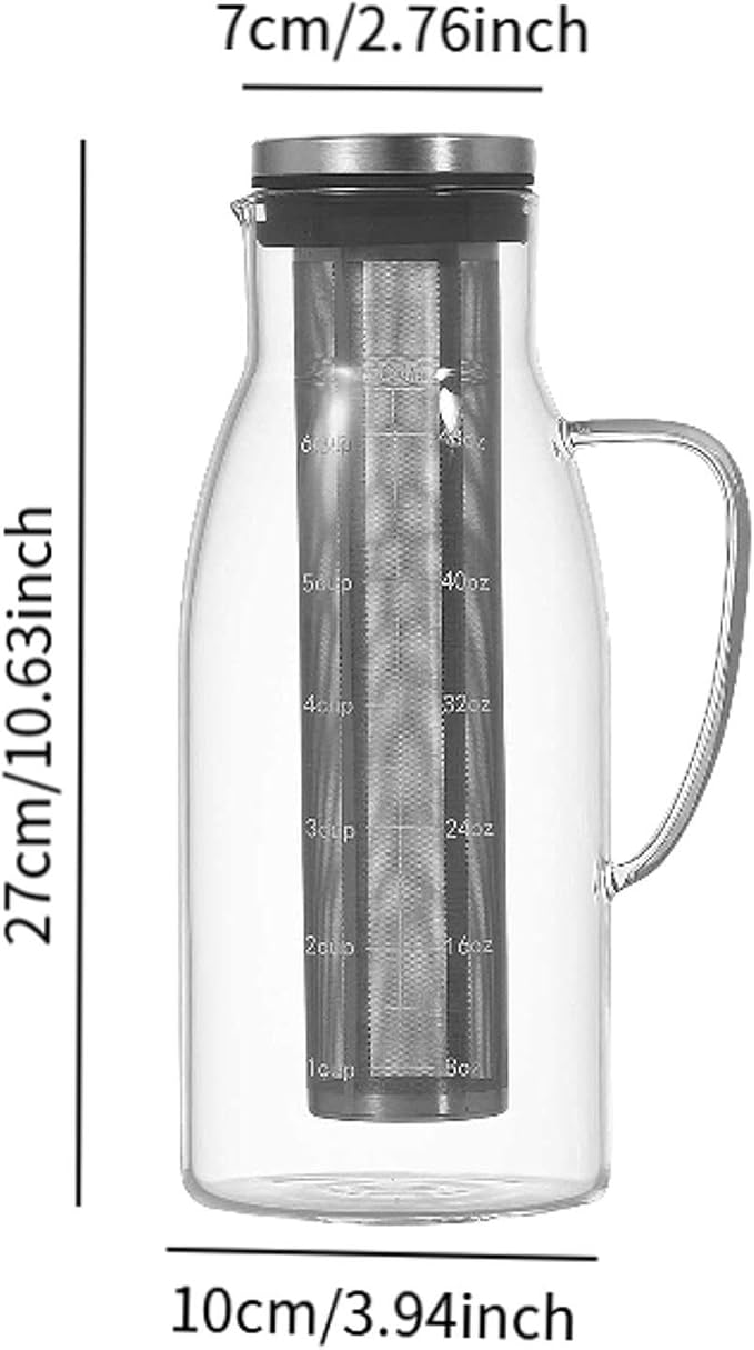 Tea Pot Cold Brew Coffee Maker Transparent Stainless Steel Filter Coffee Cold Extraction Pot Ice Drip Coffee Pot for Bar Cafe