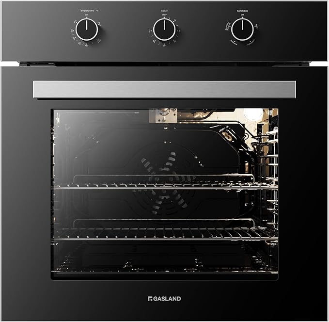 GASLAND 24 in Gas Wall Oven ETL Certified Built-in Single Wall Oven Natural Gas Wall Oven with Bake Broil Rotisserie Functions Timer and Convection Fan 120V Cord Plug Black