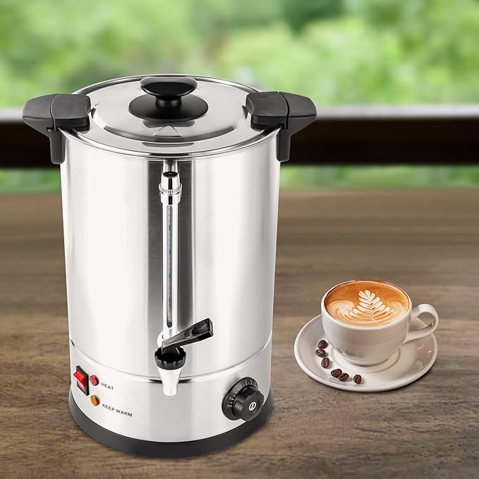 80-Cup 12L Percolate Coffee Urn110V 1KW Commercial Grade Stainless Steel Coffee Maker Hot Water UrnHot Coffee Dispenser for HomeOfficeWedding PartyBuffet Catering (12 L)