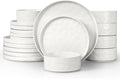 LIANYU Dinnerware Dinner Sets for 6 18 Piece Ceramic Plates and Bowls Dish Set Kitchen Speckled Dining Tableware Dishware Microwave &amp Dishwasher Safe Polar White