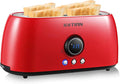 Toaster 4 SliceKOTIAN Retro Long Slot Toasters with Countdown TimerStainless Steel ToasterBagelDefrostReheatCancel FunctionsExtra Wide Slots6 Toast SettingsRemovable Crumbs TrayRed