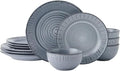 Pfaltzgraff Mystic 12 Piece Plates Bowls Dinnerware Set Service for 4 Blue