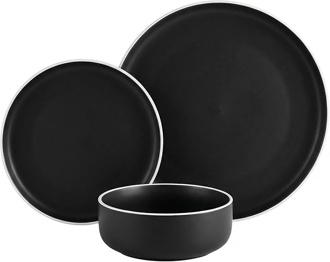 Plates and Bowls Sets12 Pieces Round Porcelain Dinnerware SetsDishes Plates Dishware SetsChip Resistant Ceramic Dish Set Dining Dinner Ware Service for 4